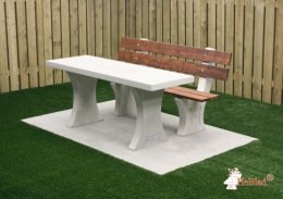 Park bench with table and bottom plate Natural Concrete