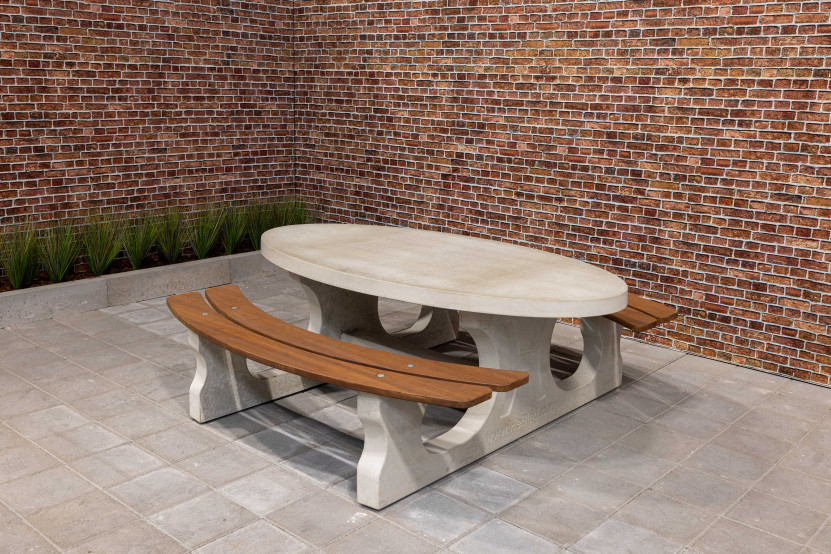 Picnic table DeLuxe Oval Natural Concrete