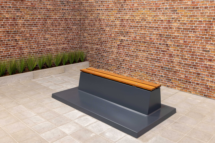 Concrete bench DeLuxe with bottom plate without backrest Anthracite