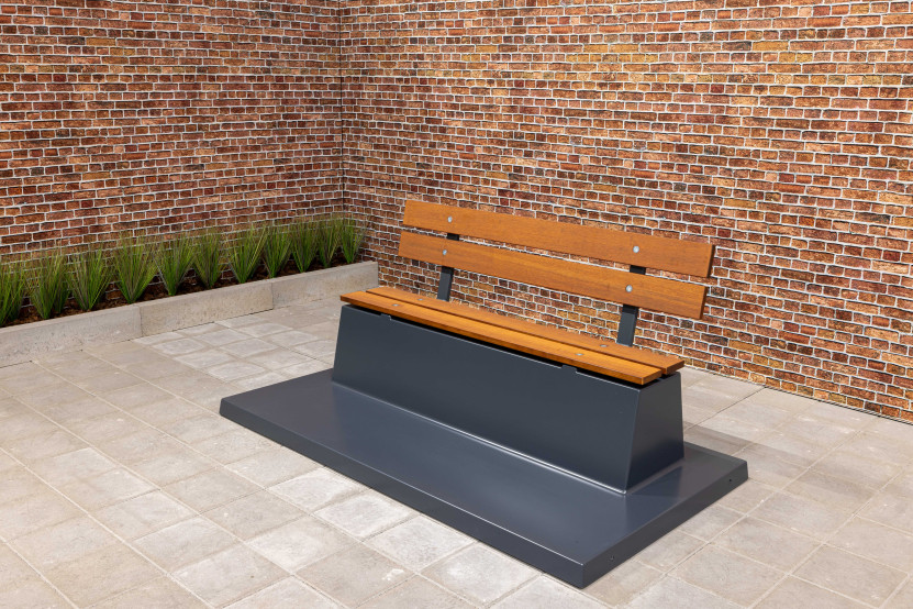 Concrete bench DeLuxe with bottom plate and backrest Anthracite