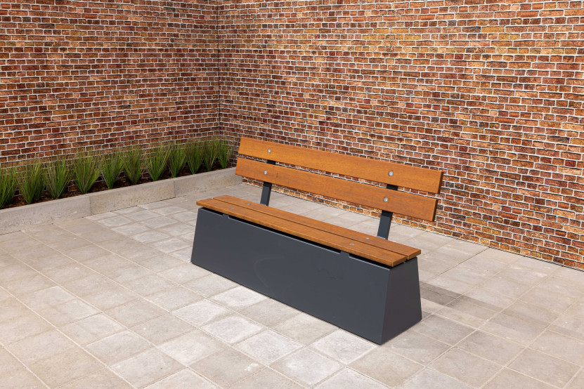 Concrete bench DeLuxe with backrest Anthracite