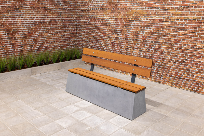 Bench DeLuxe with backrest Anthracite-Concrete